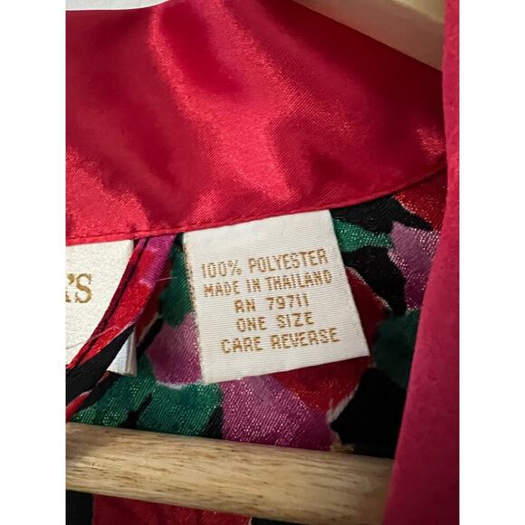 Vintage 80’s Victoria’s Secret Silky Red and Pink Floral Robe, EUC, One Size - Picture 4 of 5